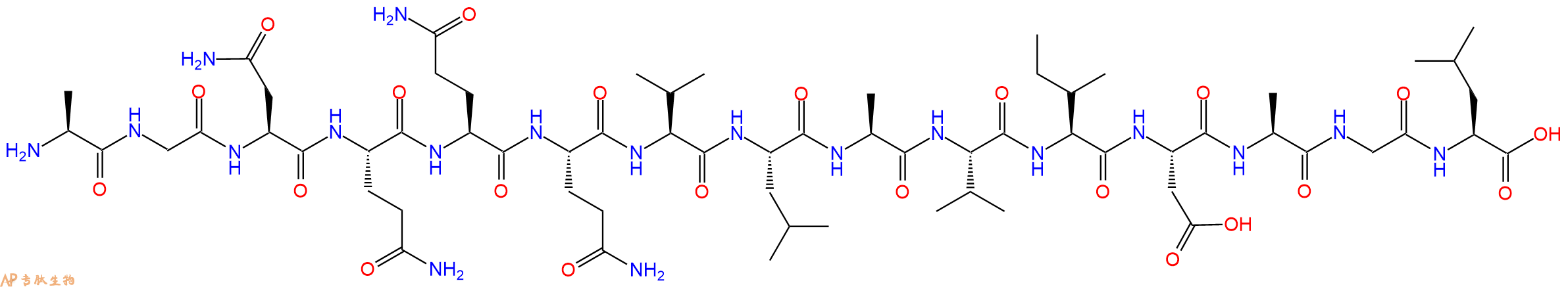 专肽生物产品H2N-Ala-Gly-Asn-Gln-Gln-Gln-Val-Leu-Ala-Val-Ile-Asp-Ala-Gly-Leu-OH