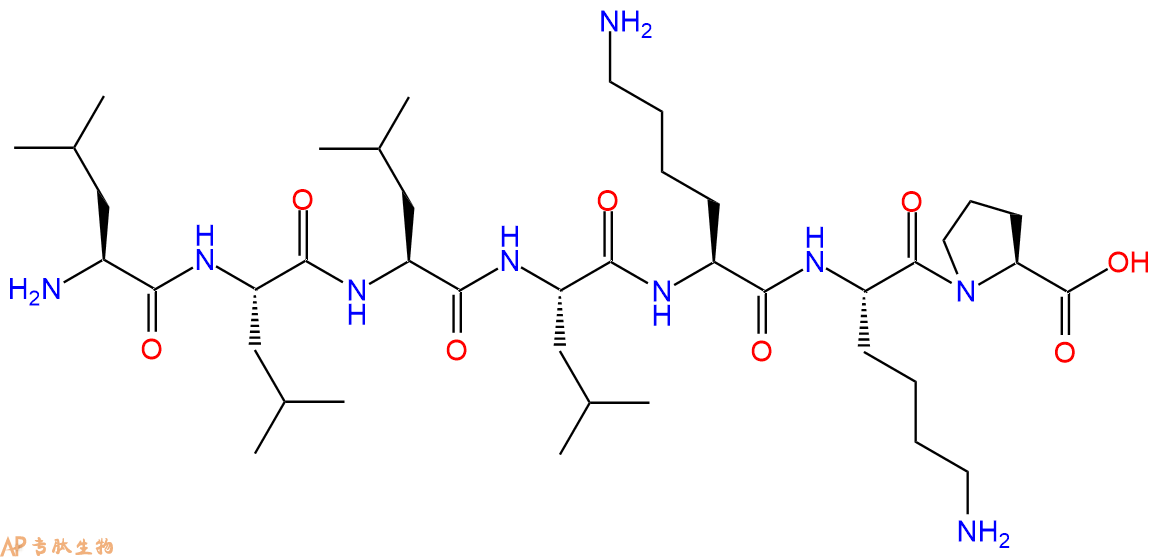 专肽生物产品H2N-Leu-Leu-Leu-Leu-Lys-Lys-Pro-OH