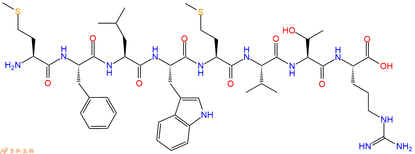 专肽生物产品H2N-Met-Phe-Leu-Trp-Met-Val-Thr-Arg-OH