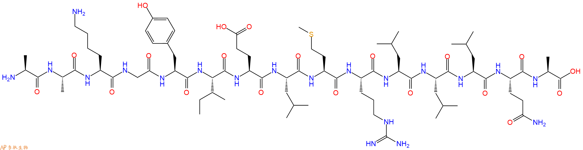 专肽生物产品H2N-Ala-Ala-Lys-Gly-Tyr-Ile-Glu-Leu-Met-Arg-Leu-Leu-Leu-Gln-Ala-OH