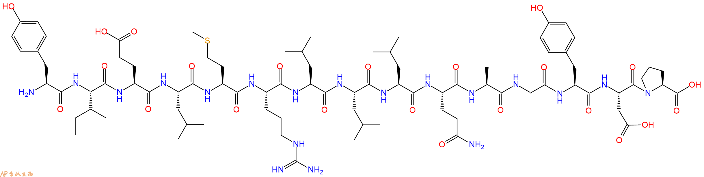 专肽生物产品H2N-Tyr-Ile-Glu-Leu-Met-Arg-Leu-Leu-Leu-Gln-Ala-Gly-Tyr-Asp-Pro-OH