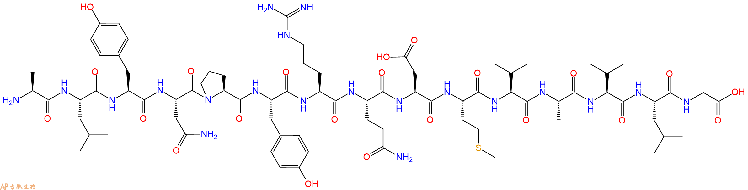 专肽生物产品H2N-Ala-Leu-Tyr-Asn-Pro-Tyr-Arg-Gln-Asp-Met-Val-Ala-Val-Leu-Gly-OH