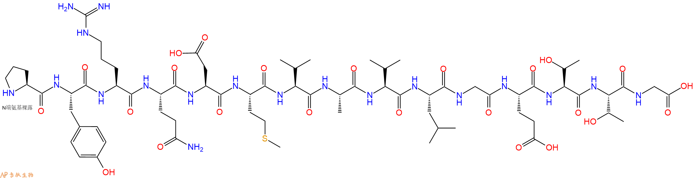专肽生物产品H2N-Pro-Tyr-Arg-Gln-Asp-Met-Val-Ala-Val-Leu-Gly-Glu-Thr-Thr-Gly-OH