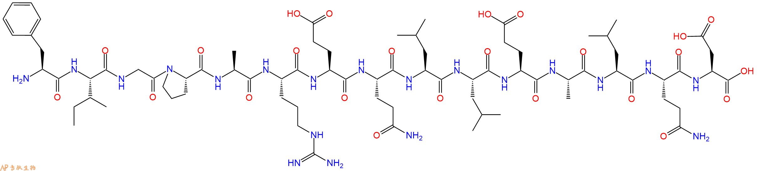 专肽生物产品H2N-Phe-Ile-Gly-Pro-Ala-Arg-Glu-Gln-Leu-Leu-Glu-Ala-Leu-Gln-Asp-OH