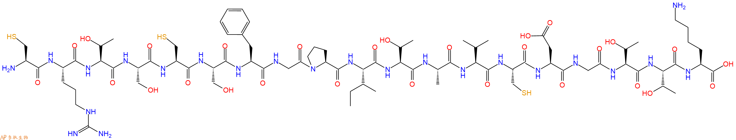 专肽生物产品H2N-Cys-Arg-Thr-Ser-Cys-Ser-Phe-Gly-Pro-Ile-Thr-Ala-Val-Cys-Asp-Gly-Thr-Thr-Lys-OH