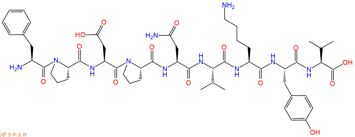 专肽生物产品H2N-Phe-Pro-Asp-Pro-Asn-Val-Lys-Tyr-Val-OH