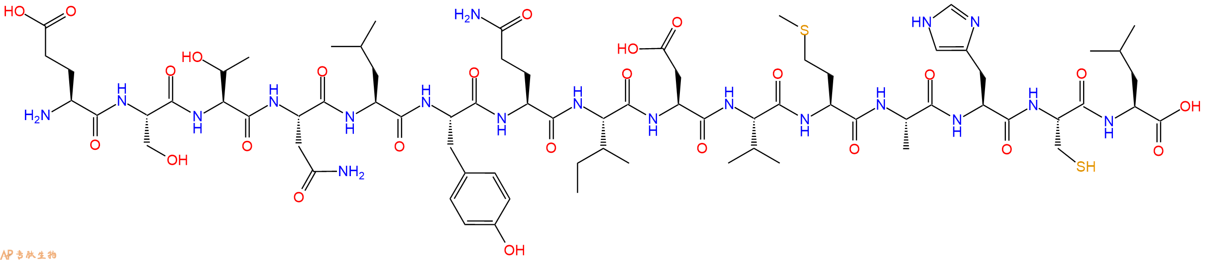 专肽生物产品H2N-Glu-Ser-Thr-Asn-Leu-Tyr-Gln-Ile-Asp-Val-Met-Ala-His-Cys-Leu-OH