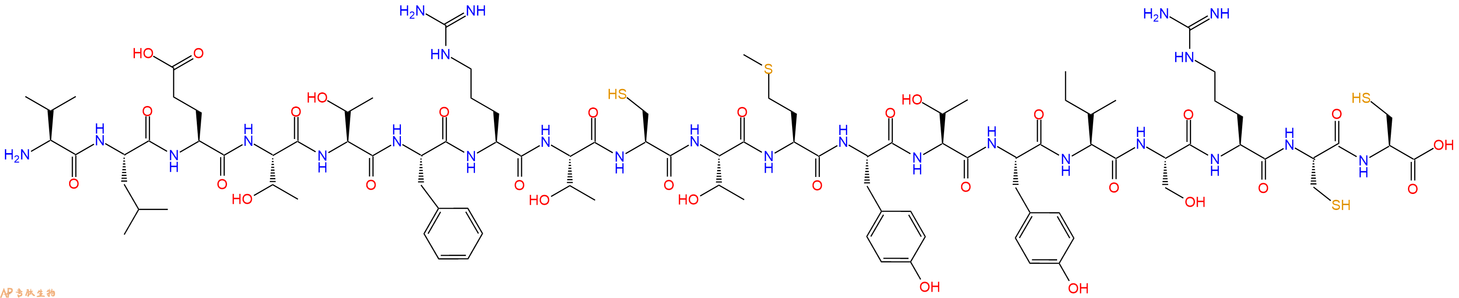 专肽生物产品H2N-Val-Leu-Glu-Thr-Thr-Phe-Arg-Thr-Cys-Thr-Met-Tyr-Thr-Tyr-Ile-Ser-Arg-Cys-Cys-OH