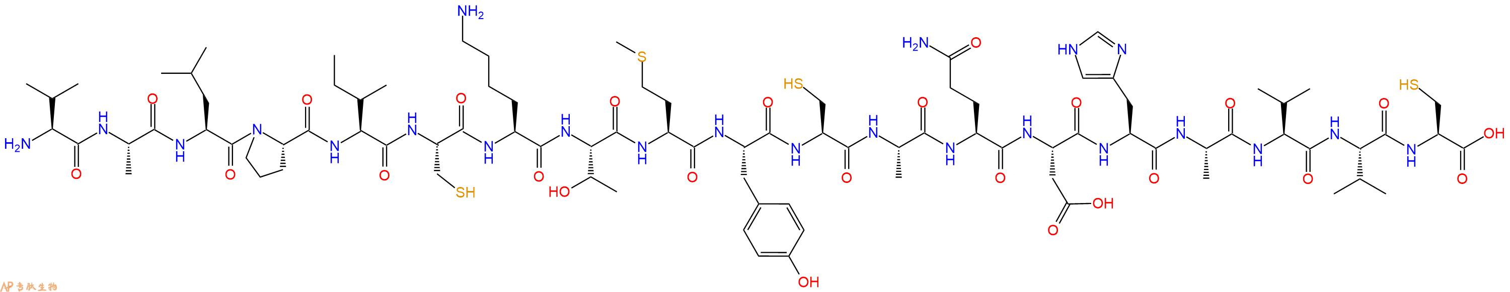 专肽生物产品H2N-Val-Ala-Leu-Pro-Ile-Cys-Lys-Thr-Met-Tyr-Cys-Ala-Gln-Asp-His-Ala-Val-Val-Cys-OH