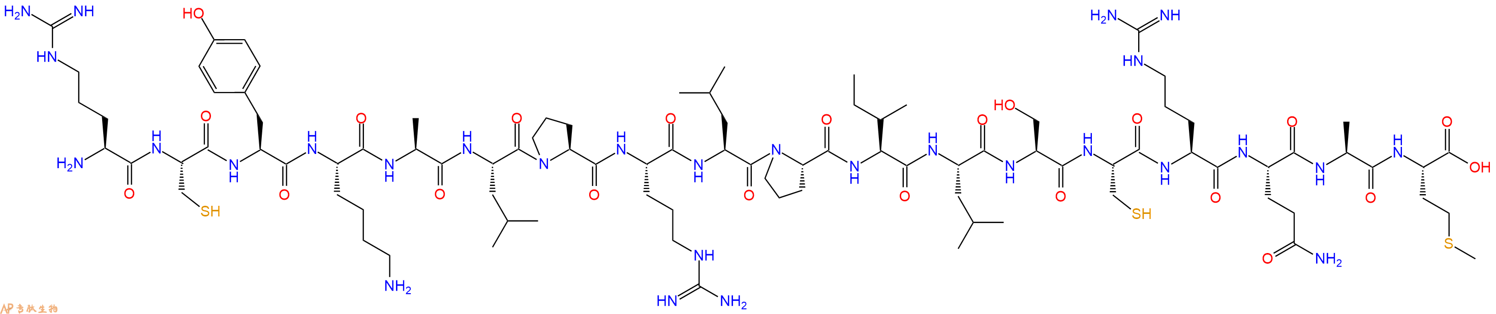 专肽生物产品H2N-Arg-Cys-Tyr-Lys-Ala-Leu-Pro-Arg-Leu-Pro-Ile-Leu-Ser-Cys-Arg-Gln-Ala-Met-OH