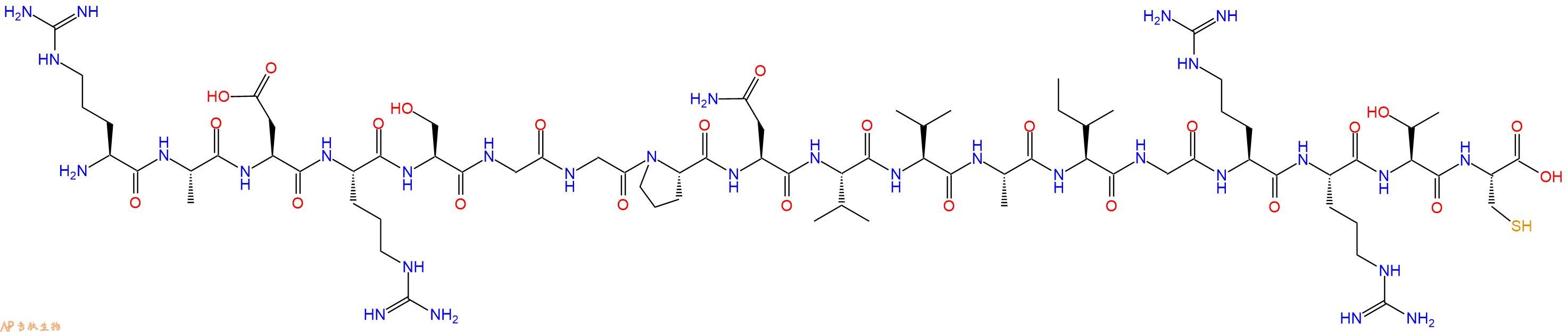 专肽生物产品H2N-Arg-Ala-Asp-Arg-Ser-Gly-Gly-Pro-Asn-Val-Val-Ala-Ile-Gly-Arg-Arg-Thr-Cys-OH