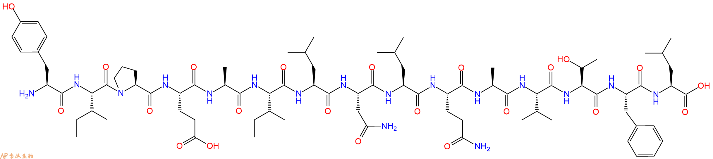 专肽生物产品H2N-Tyr-Ile-Pro-Glu-Ala-Ile-Leu-Asn-Leu-Gln-Ala-Val-Thr-Phe-Leu-OH