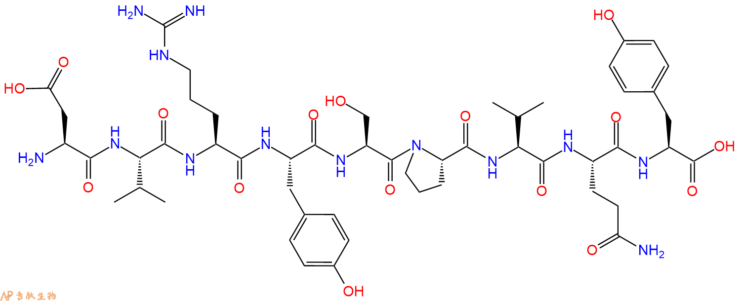 专肽生物产品H2N-Asp-Val-Arg-Tyr-Ser-Pro-Val-Gln-Tyr-OH