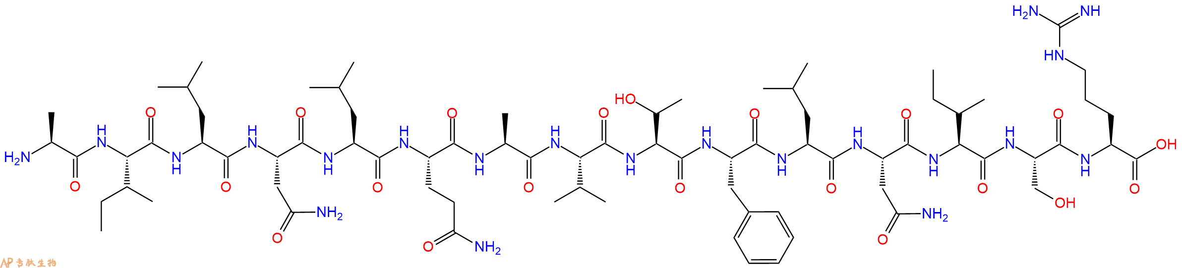专肽生物产品H2N-Ala-Ile-Leu-Asn-Leu-Gln-Ala-Val-Thr-Phe-Leu-Asn-Ile-Ser-Arg-OH