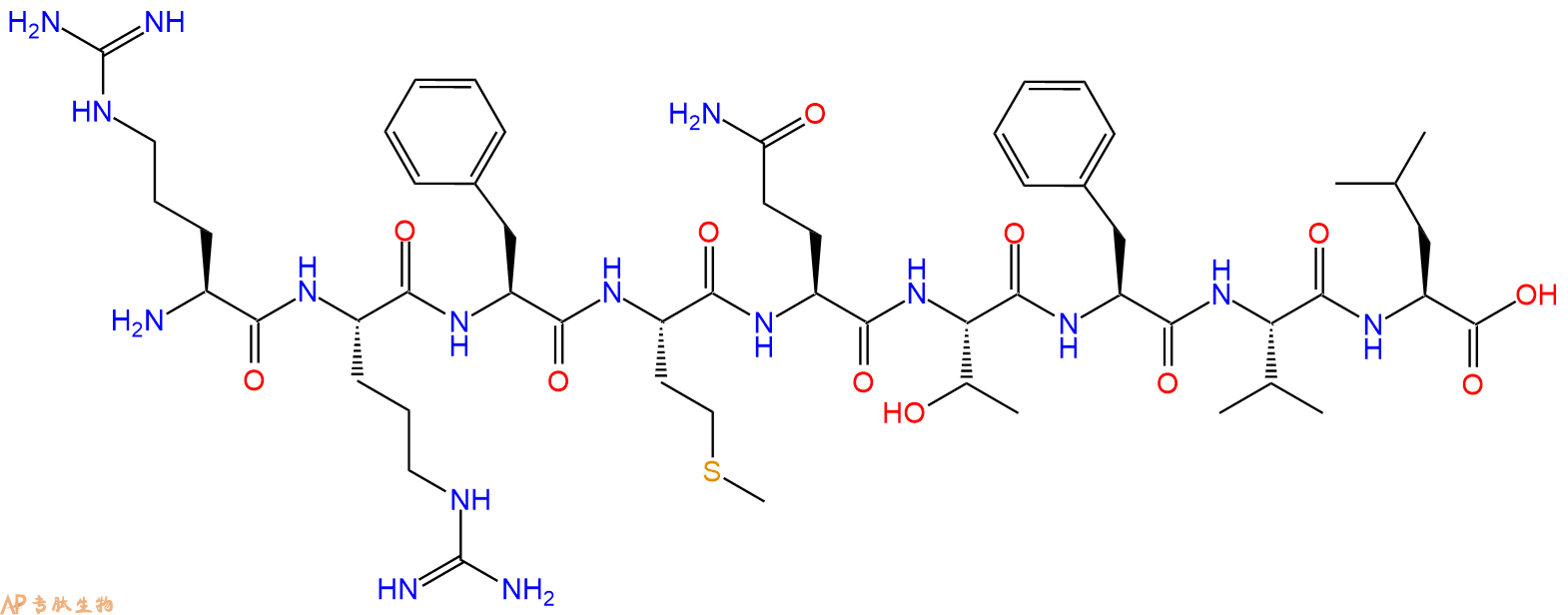 专肽生物产品H2N-Arg-Arg-Phe-Met-Gln-Thr-Phe-Val-Leu-OH