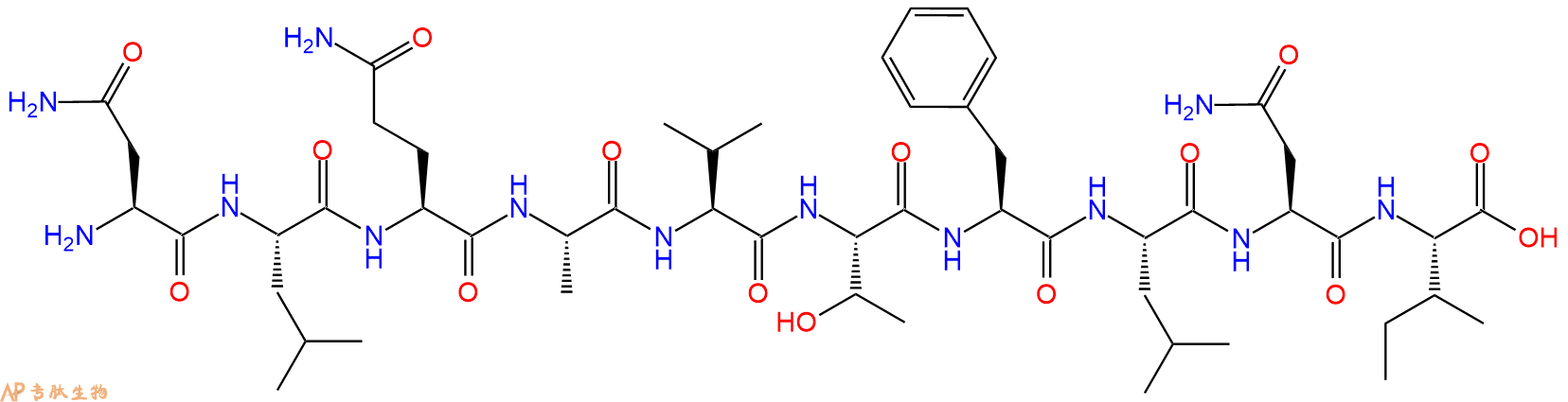 专肽生物产品H2N-Asn-Leu-Gln-Ala-Val-Thr-Phe-Leu-Asn-Ile-OH