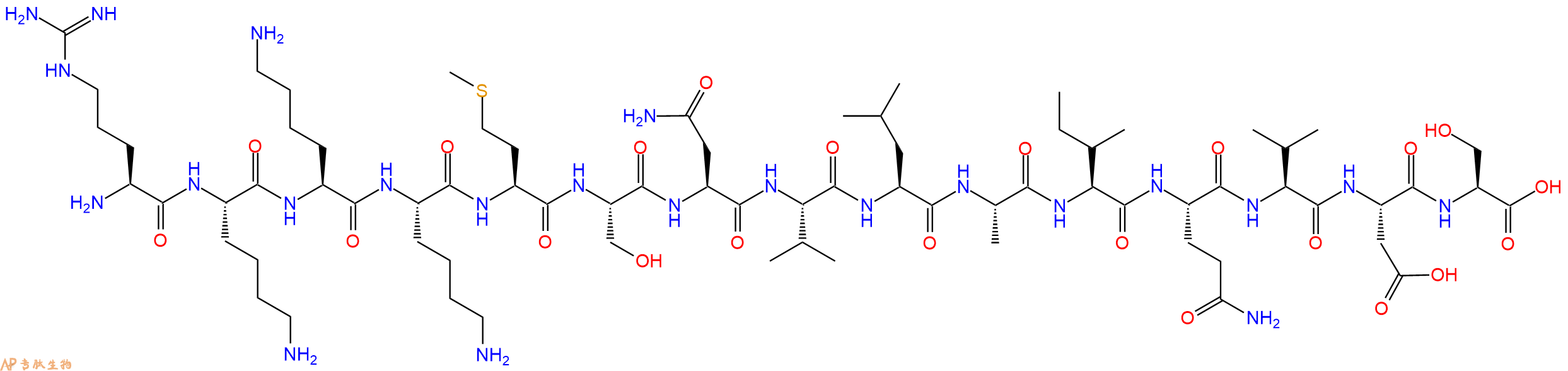 专肽生物产品H2N-Arg-Lys-Lys-Lys-Met-Ser-Asn-Val-Leu-Ala-Ile-Gln-Val-Asp-Ser-OH