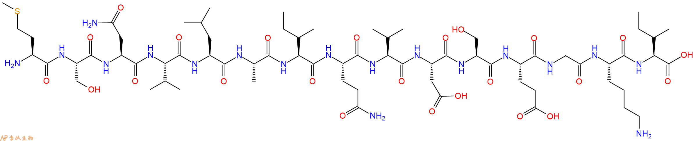 专肽生物产品H2N-Met-Ser-Asn-Val-Leu-Ala-Ile-Gln-Val-Asp-Ser-Glu-Gly-Lys-Ile-OH