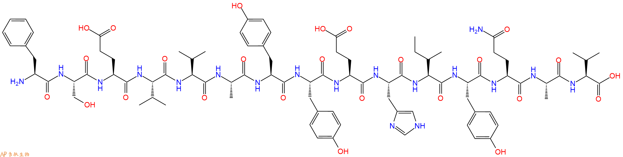 专肽生物产品H2N-Phe-Ser-Glu-Val-Val-Ala-Tyr-Tyr-Glu-His-Ile-Tyr-Gln-Ala-Val-OH