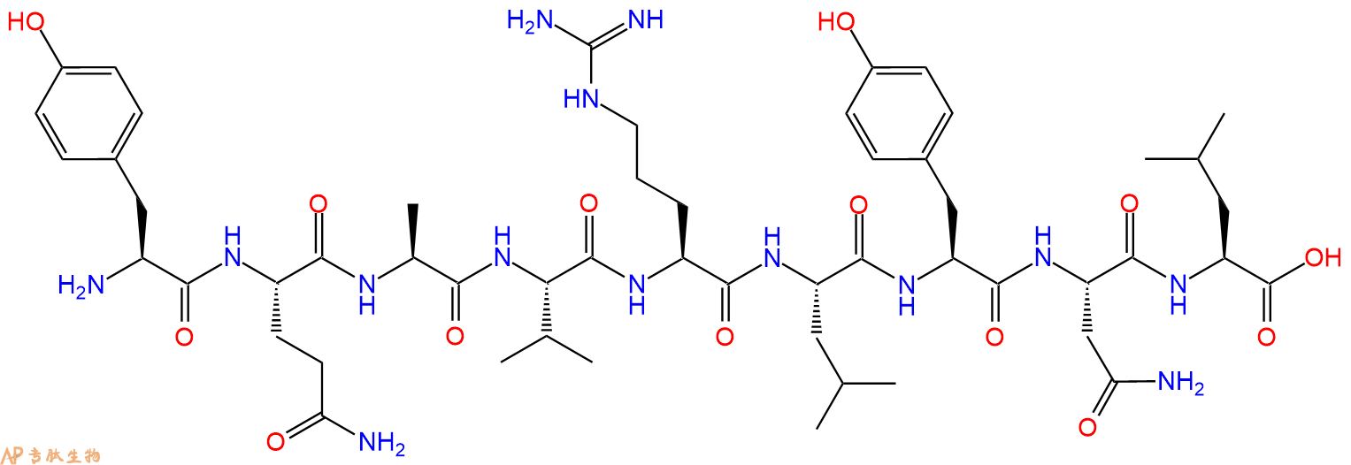 专肽生物产品H2N-Tyr-Gln-Ala-Val-Arg-Leu-Tyr-Asn-Leu-OH