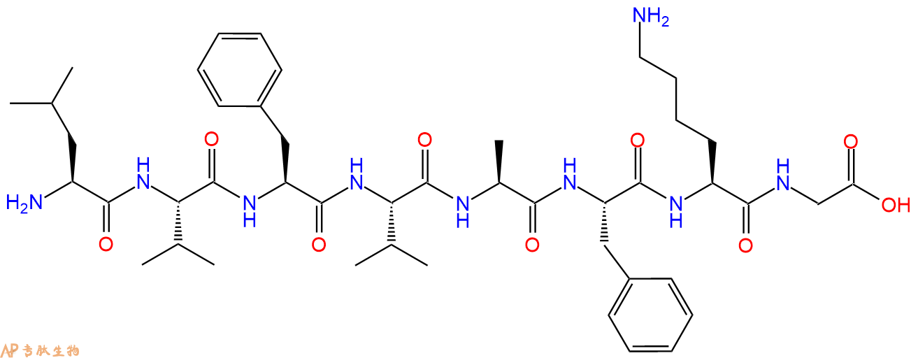 专肽生物产品H2N-Leu-Val-Phe-Val-Ala-Phe-Lys-Gly-OH