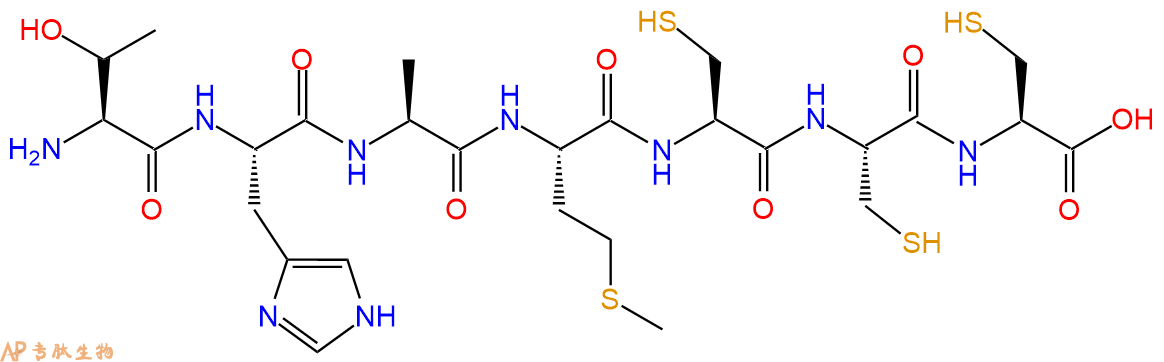 专肽生物产品H2N-Thr-His-Ala-Met-Cys-Cys-Cys-OH