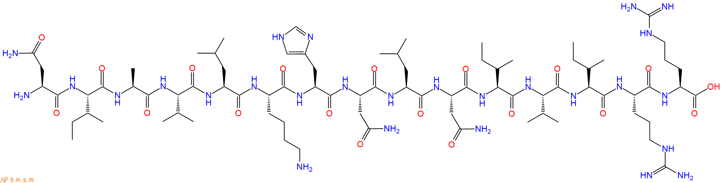 专肽生物产品H2N-Asn-Ile-Ala-Val-Leu-Lys-His-Asn-Leu-Asn-Ile-Val-Ile-Arg-Arg-OH