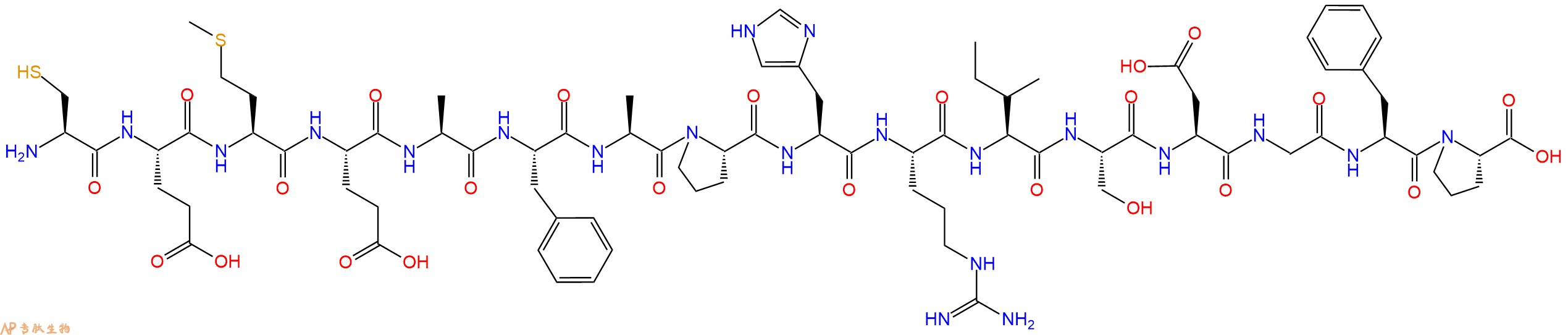 专肽生物产品H2N-Cys-Glu-Met-Glu-Ala-Phe-Ala-Pro-His-Arg-Ile-Ser-Asp-Gly-Phe-Pro-OH