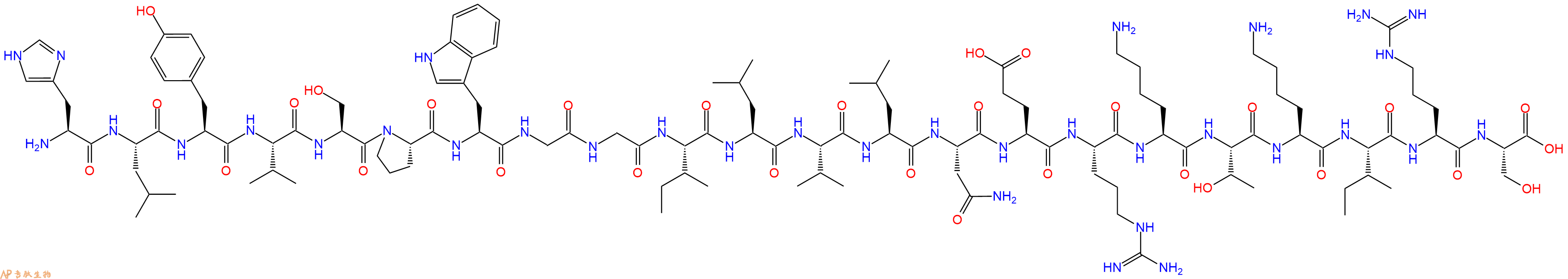 专肽生物产品H2N-His-Leu-Tyr-Val-Ser-Pro-Trp-Gly-Gly-Ile-Leu-Val-Leu-Asn-Glu-Arg-Lys-Thr-Lys-Ile-Arg-Ser-OH
