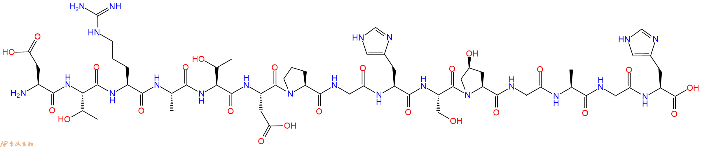 专肽生物产品H2N-Asp-Thr-Arg-Ala-Thr-Asp-Pro-Gly-His-Ser-Hyp-Gly-Ala-Gly-His-OH