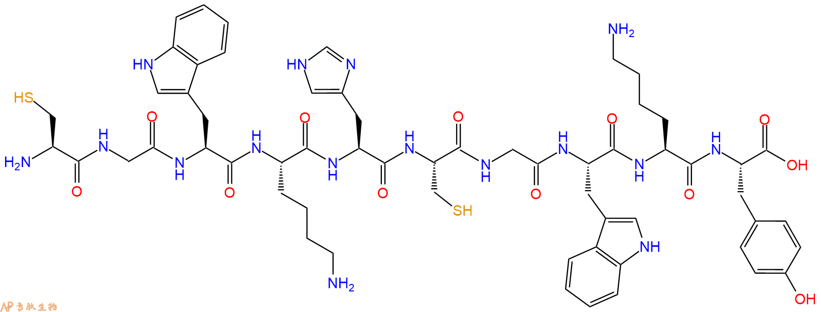 专肽生物产品H2N-Cys-Gly-Trp-Lys-His-Cys-Gly-Trp-Lys-Tyr-OH