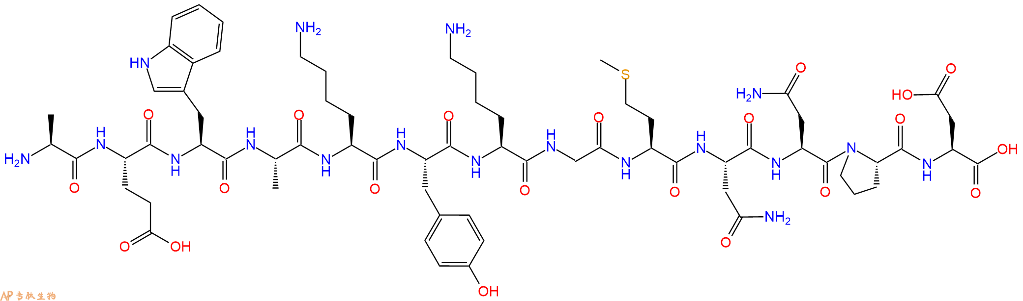 专肽生物产品H2N-Ala-Glu-Trp-Ala-Lys-Tyr-Lys-Gly-Met-Asn-Asn-Pro-Asp-OH