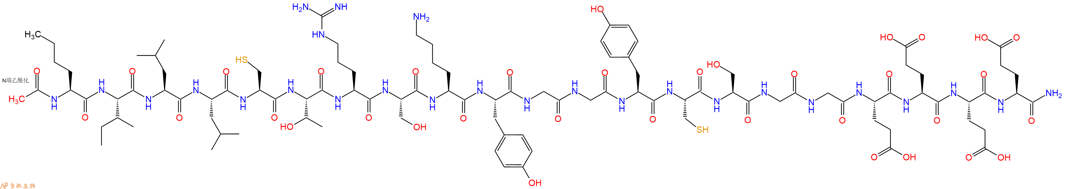专肽生物产品Ac-Nle-Ile-Leu-Leu-Cys-Thr-Arg-Ser-Lys-Tyr-Gly-Gly-Tyr-Cys-Ser-Gly-Gly-Glu-Glu-Glu-Glu-CONH2