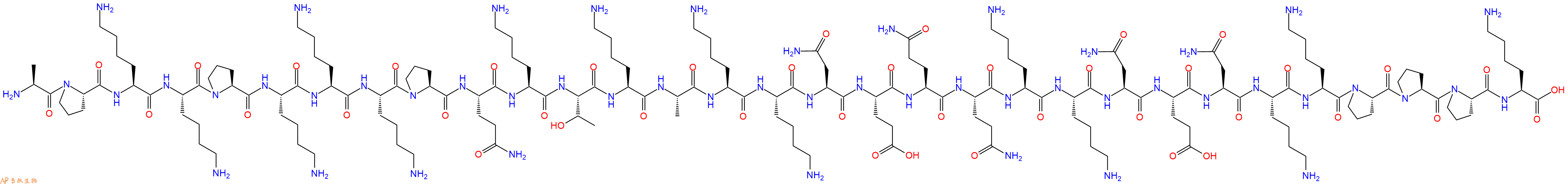 专肽生物产品H2N-Ala-Pro-Lys-Lys-Pro-Lys-Lys-Lys-Pro-Gln-Lys-Thr-Lys-Ala-Lys-Lys-Asn-Glu-Gln-Gln-Lys-Lys-Asn-Glu-Asn-Lys-Lys-Pro-Pro-Pro-Lys-OH
