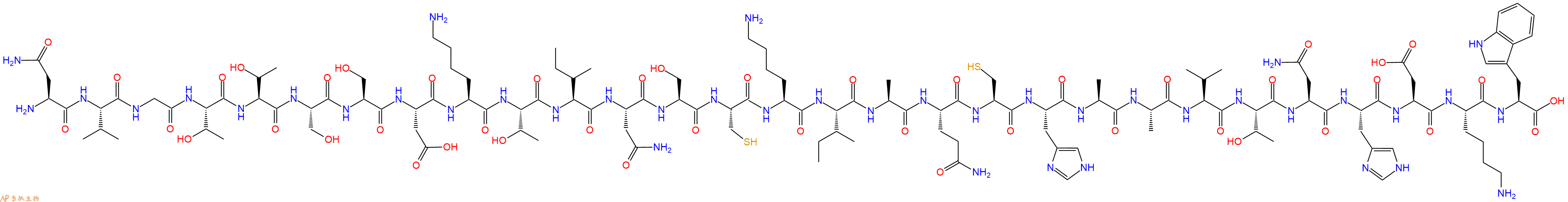 专肽生物产品H2N-Asn-Val-Gly-Thr-Thr-Ser-Ser-Asp-Lys-Thr-Ile-Asn-Ser-Cys-Lys-Ile-Ala-Gln-Cys-His-Ala-Ala-Val-Thr-Asn-His-Asp-Lys-Trp-OH