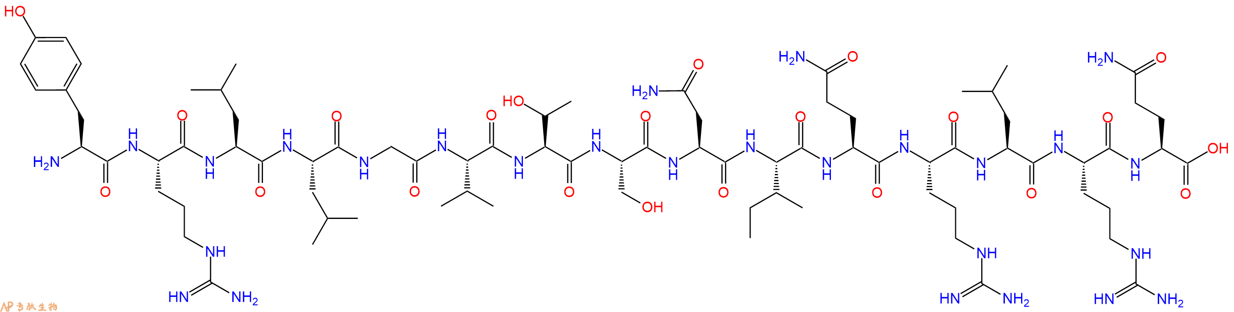 专肽生物产品H2N-Tyr-Arg-Leu-Leu-Gly-Val-Thr-Ser-Asn-Ile-Gln-Arg-Leu-Arg-Gln-OH