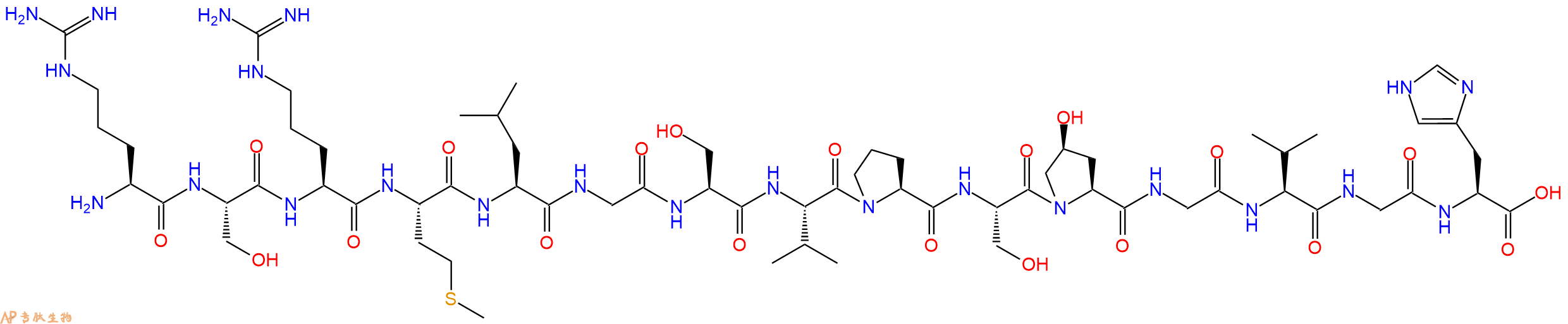 专肽生物产品H2N-Arg-Ser-Arg-Met-Leu-Gly-Ser-Val-Pro-Ser-Hyp-Gly-Val-Gly-His-OH
