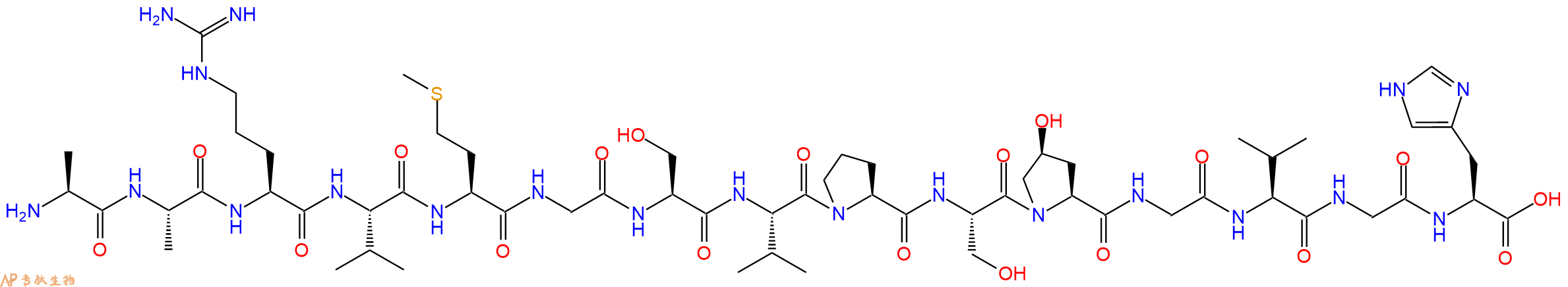 专肽生物产品H2N-Ala-Ala-Arg-Val-Met-Gly-Ser-Val-Pro-Ser-Hyp-Gly-Val-Gly-His-OH
