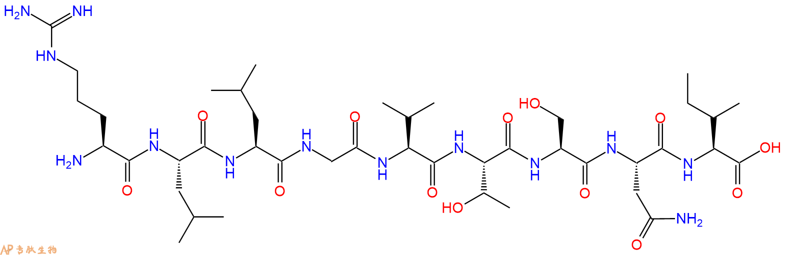 专肽生物产品H2N-Arg-Leu-Leu-Gly-Val-Thr-Ser-Asn-Ile-OH