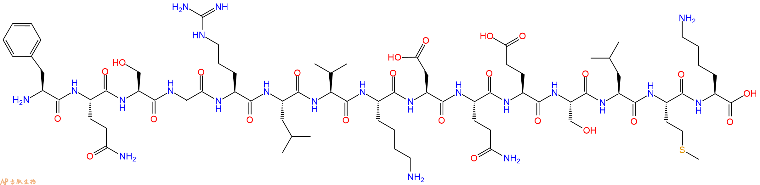 专肽生物产品H2N-Phe-Gln-Ser-Gly-Arg-Leu-Val-Lys-Asp-Gln-Glu-Ser-Leu-Met-Lys-OH