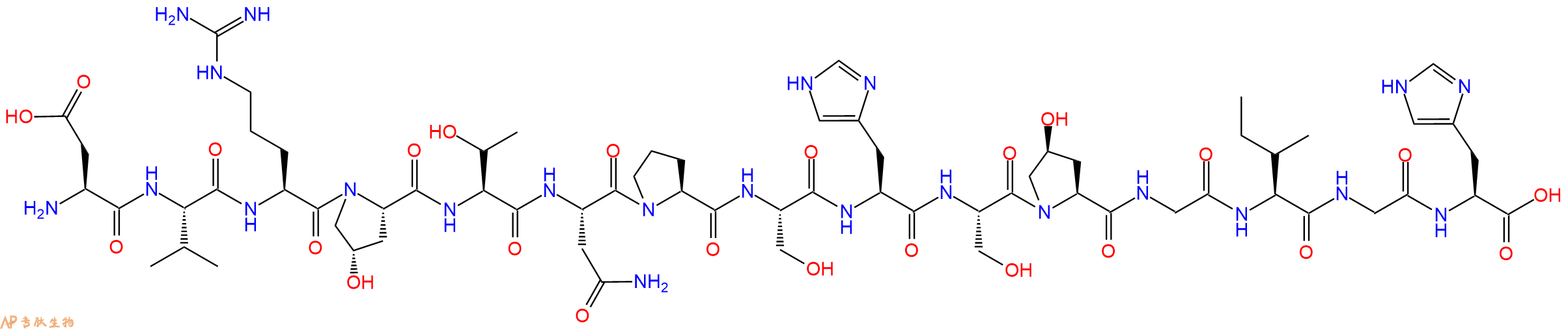 专肽生物产品H2N-Asp-Val-Arg-Hyp-Thr-Asn-Pro-Ser-His-Ser-Hyp-Gly-Ile-Gly-His-OH