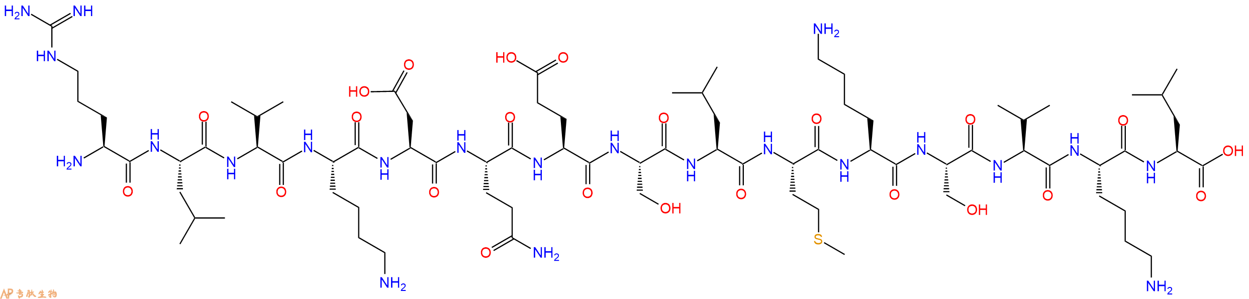 专肽生物产品H2N-Arg-Leu-Val-Lys-Asp-Gln-Glu-Ser-Leu-Met-Lys-Ser-Val-Lys-Leu-OH