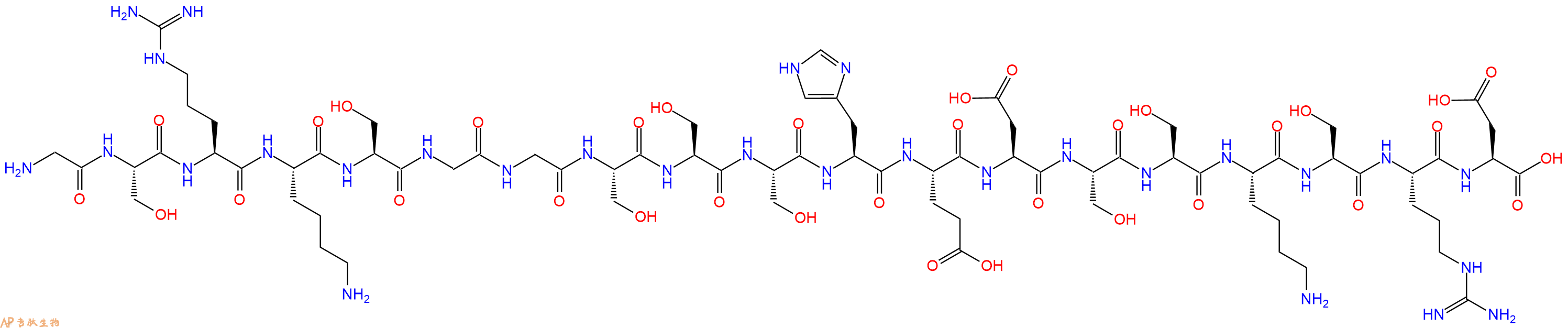 专肽生物产品H2N-Gly-Ser-Arg-Lys-Ser-Gly-Gly-Ser-Ser-Ser-His-Glu-Asp-Ser-Ser-Lys-Ser-Arg-Asp-OH