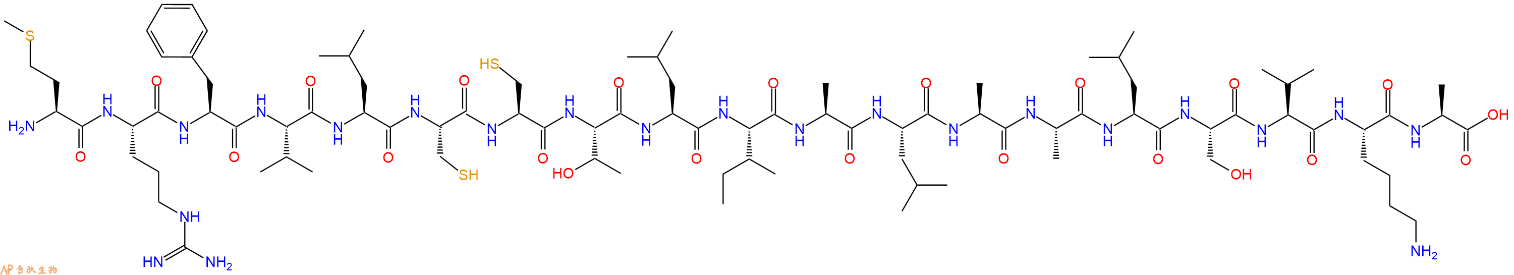 专肽生物产品H2N-Met-Arg-Phe-Val-Leu-Cys-Cys-Thr-Leu-Ile-Ala-Leu-Ala-Ala-Leu-Ser-Val-Lys-Ala-OH