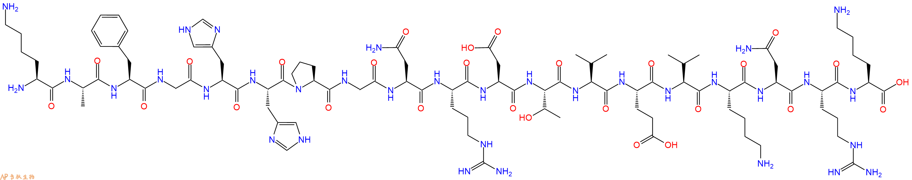 专肽生物产品H2N-Lys-Ala-Phe-Gly-His-His-Pro-Gly-Asn-Arg-Asp-Thr-Val-Glu-Val-Lys-Asn-Arg-Lys-OH