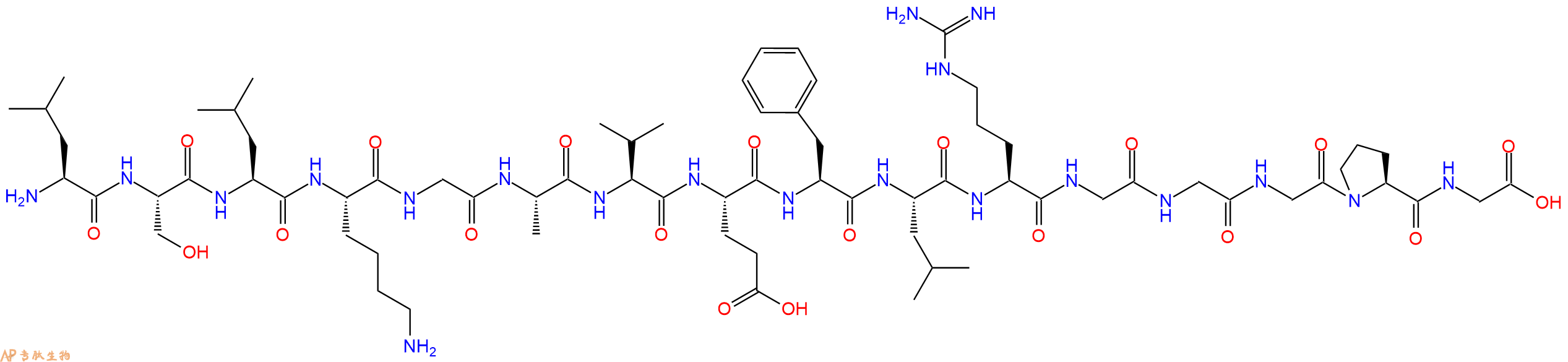 专肽生物产品H2N-Leu-Ser-Leu-Lys-Gly-Ala-Val-Glu-Phe-Leu-Arg-Gly-Gly-Gly-Pro-Gly-OH