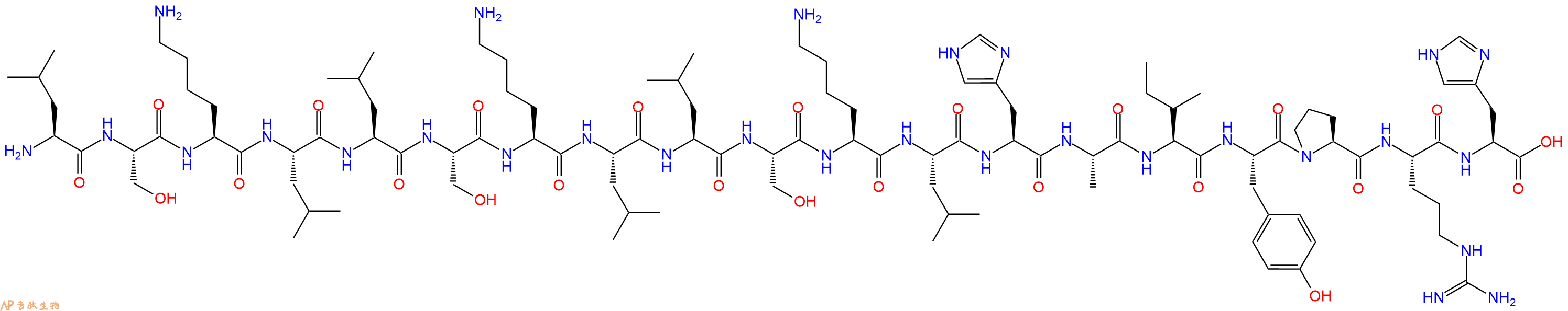 专肽生物产品H2N-Leu-Ser-Lys-Leu-Leu-Ser-Lys-Leu-Leu-Ser-Lys-Leu-His-Ala-Ile-Tyr-Pro-Arg-His-OH