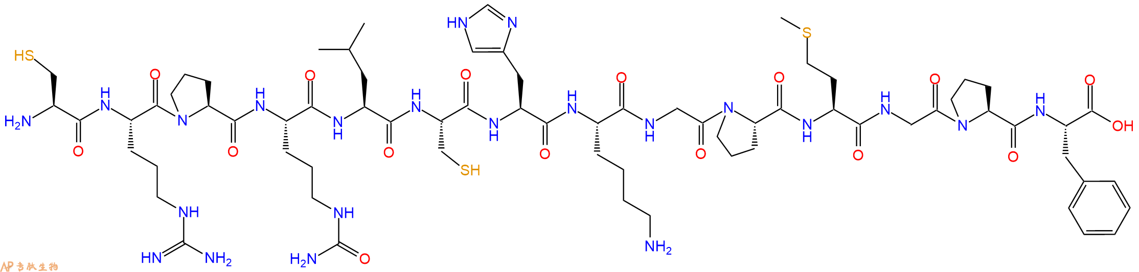 专肽生物产品H2N-Cys-Arg-Pro-Cit-Leu-Cys-His-Lys-Gly-Pro-Met-Gly-Pro-Phe-OH