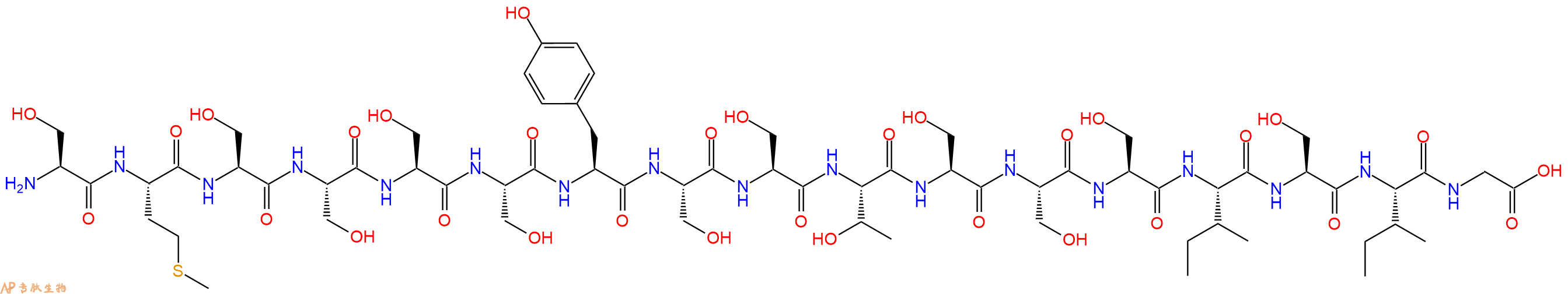 专肽生物产品H2N-Ser-Met-Ser-Ser-Ser-Ser-Tyr-Ser-Ser-Thr-Ser-Ser-Ser-Ile-Ser-Ile-Gly-OH