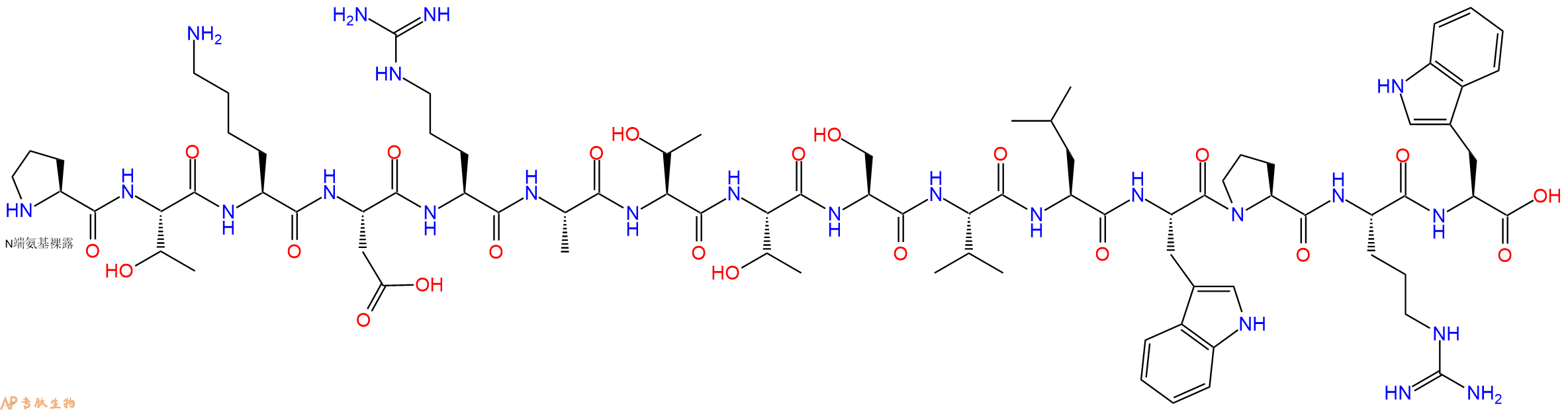 专肽生物产品H2N-Pro-Thr-Lys-Asp-Arg-Ala-Thr-Thr-Ser-Val-Leu-Trp-Pro-Arg-Trp-OH